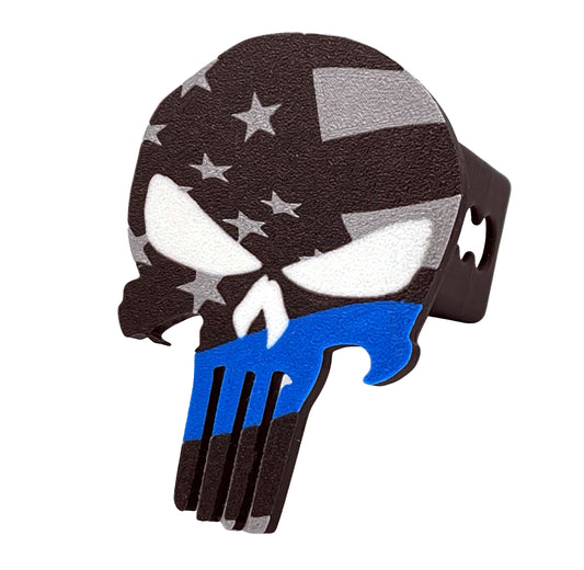 Punisher Blue Line Dark Mode Hitch Cover - Made in USA | FREE SHIP